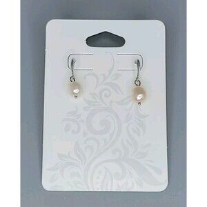 Vtg Freshwater Pearl Sterling 925 Silver Drop Earrings Dainty Elegant Simple
